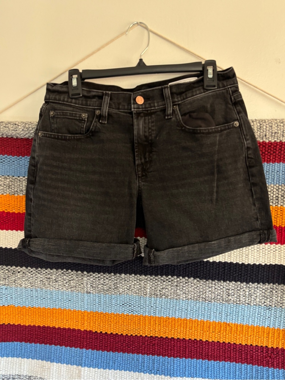 GAP Black Rolled-Hem Denim Shorts